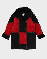 Black And Red Sheepskin Fur Lined Jacket - M