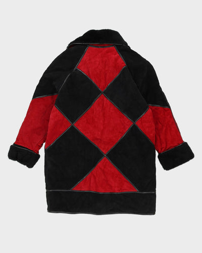 Black And Red Sheepskin Fur Lined Jacket - M