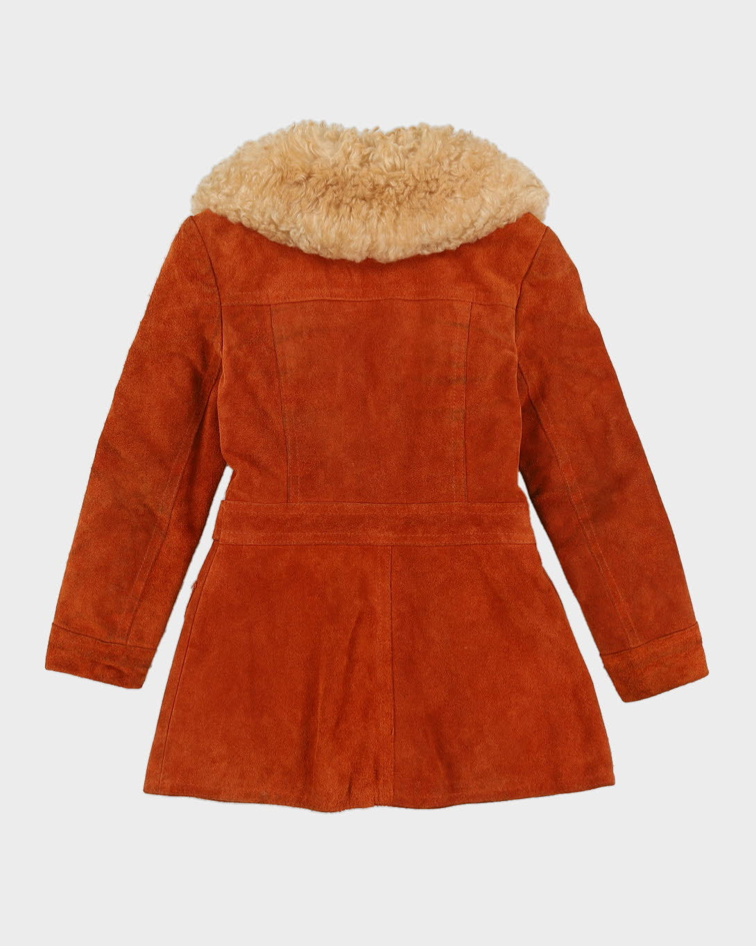 Vintage 1970s Brown Suede Sheepskin Collar - XXS