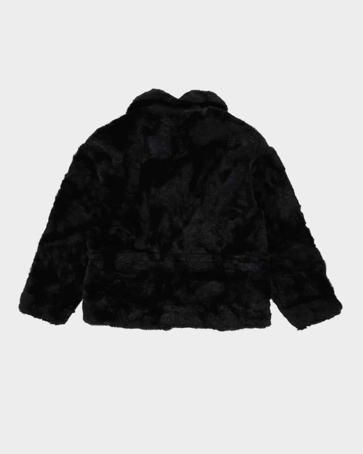 Y2K Black Faux Fur Jacket - S