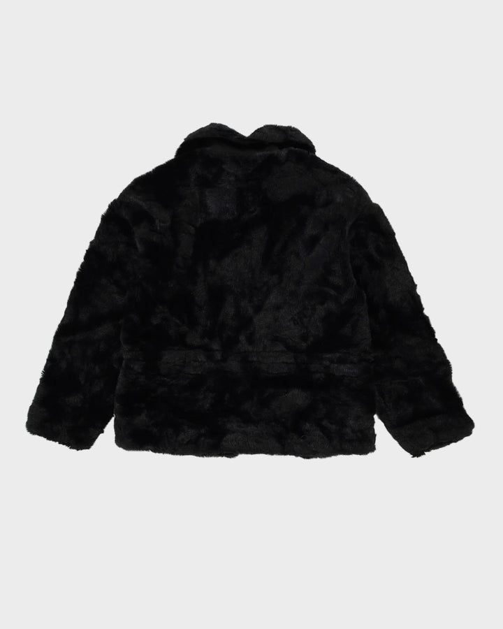Y2K Black Faux Fur Jacket - S