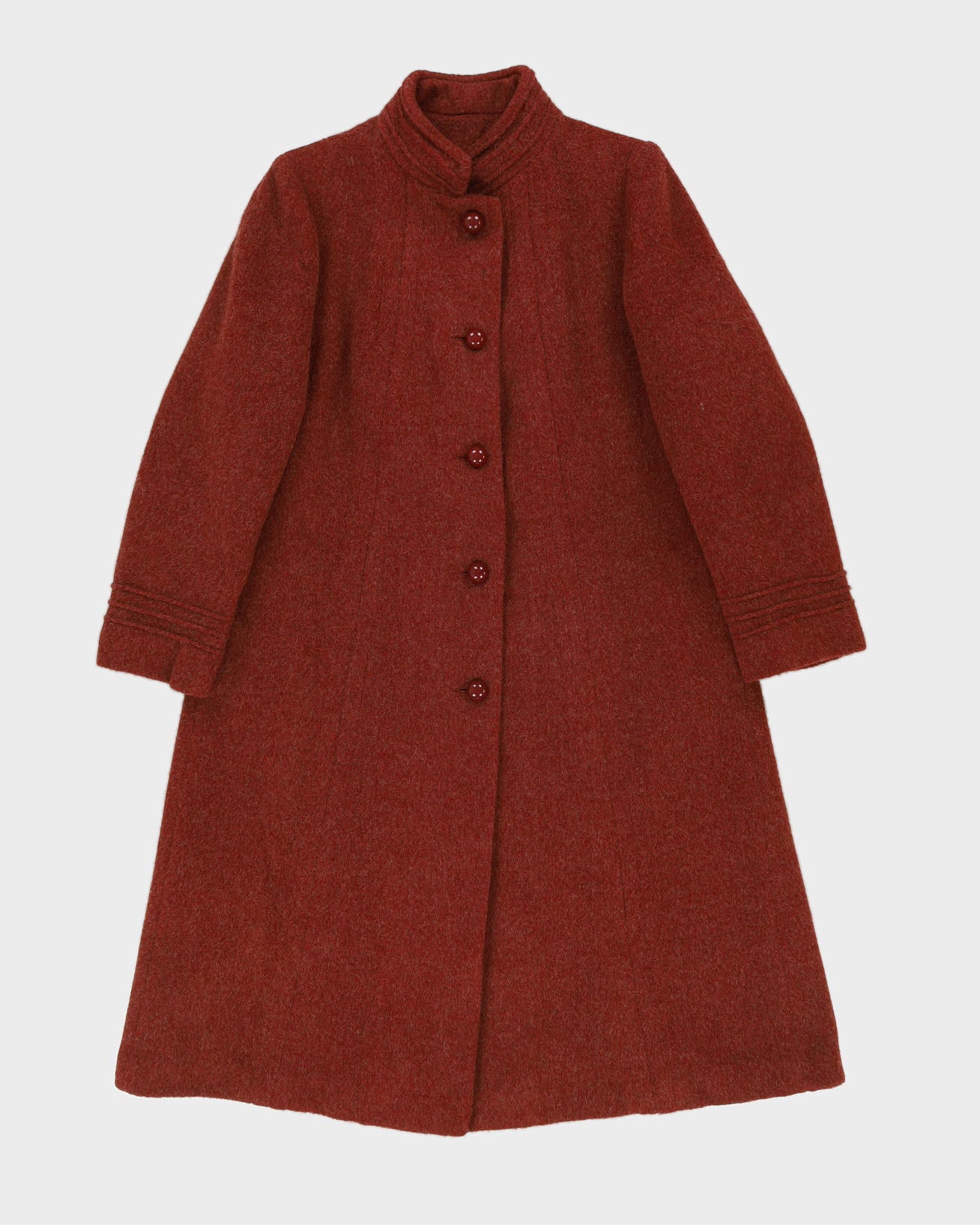 1980s Russet Red Wool Overcoat - XS