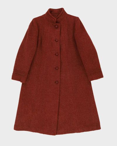 1980s Russet Red Wool Overcoat - XS