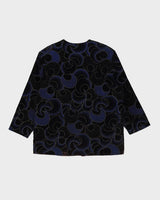 Blue And Black Patterned Velvet Jacket - L