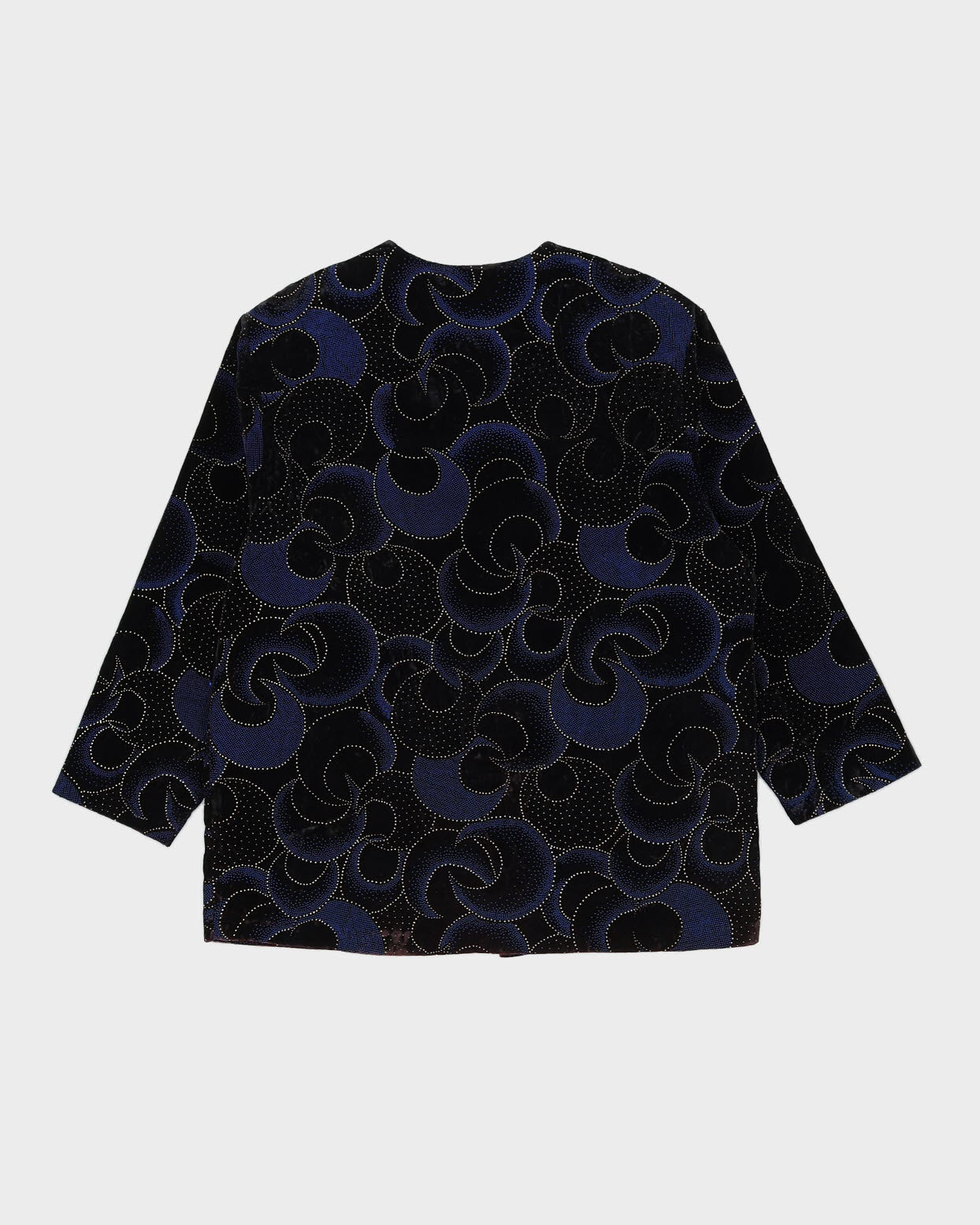 Blue And Black Patterned Velvet Jacket - L