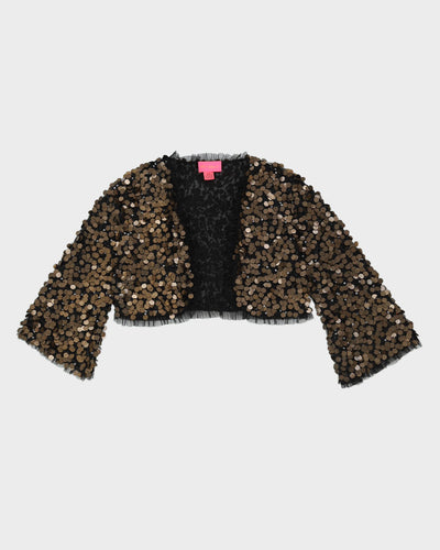 Betsey Johnson Black Sequinned Bolero Jacket - S