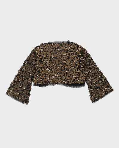 Betsey Johnson Black Sequinned Bolero Jacket - S