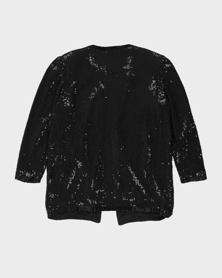 Black And Gold Beaded Evening Jacket - M