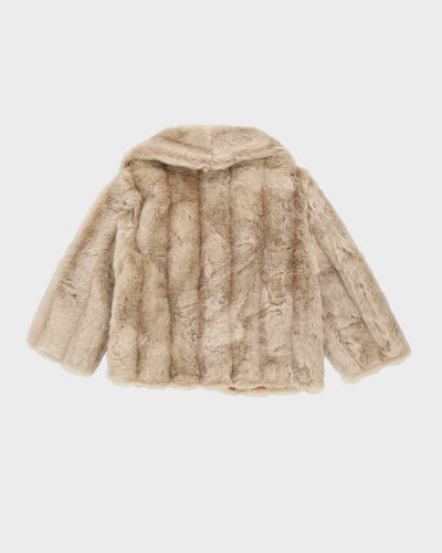 Vintage 1980s Beige Faux Fur Short Jacket - M