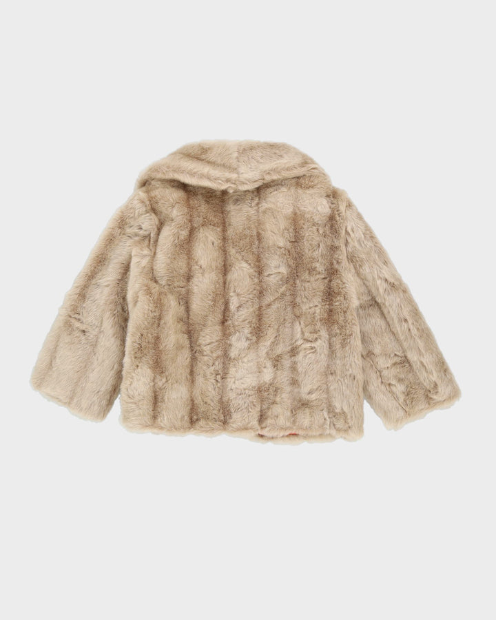 Vintage 1980s Beige Faux Fur Short Jacket - M
