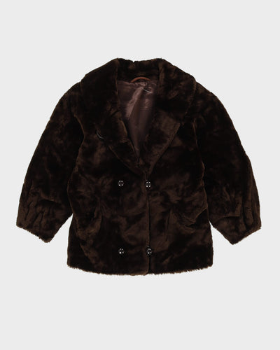 Y2K Brown Faux Fur Jacket - M
