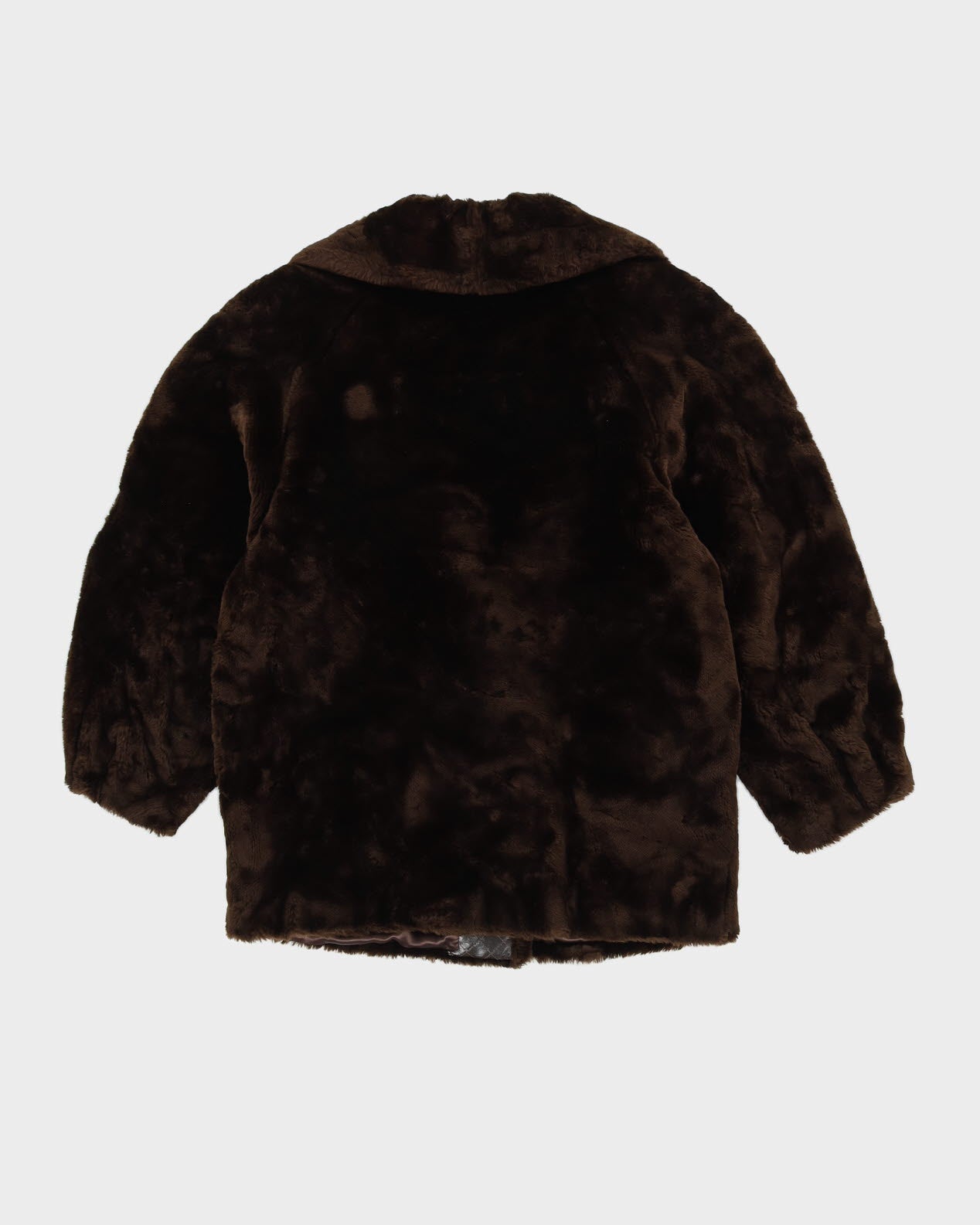 Y2K Brown Faux Fur Jacket - M