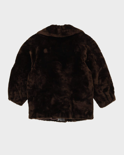 Y2K Brown Faux Fur Jacket - M