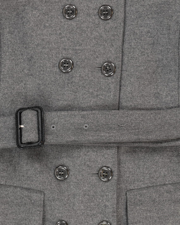 Burberry London Grey Belted Overcoat - XS