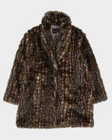 Vintage 1990s Patterned Faux Fur Jacket - S