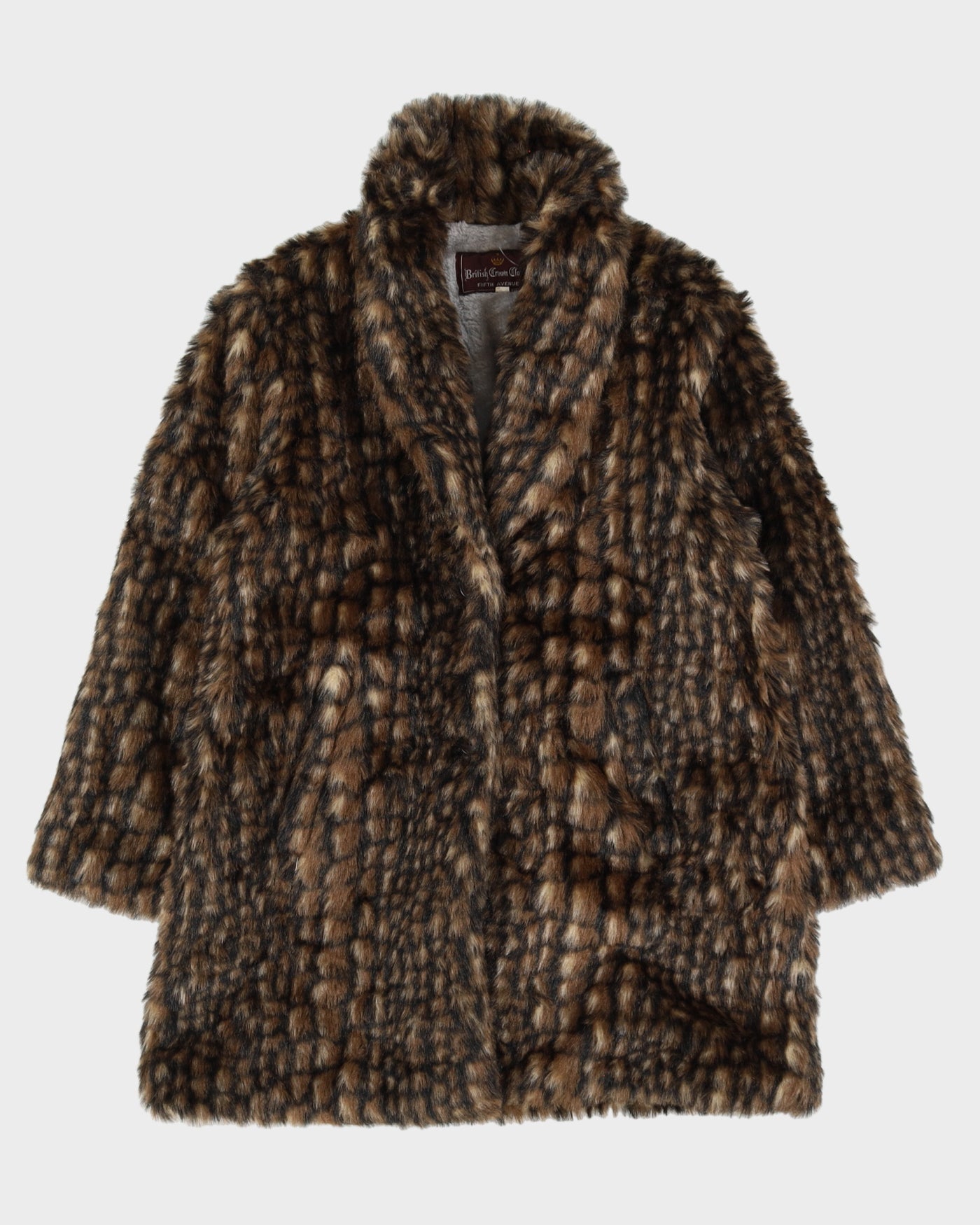 Vintage 1990s Patterned Faux Fur Jacket - S