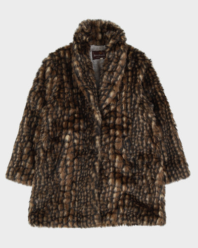 Vintage 1990s Patterned Faux Fur Jacket - S