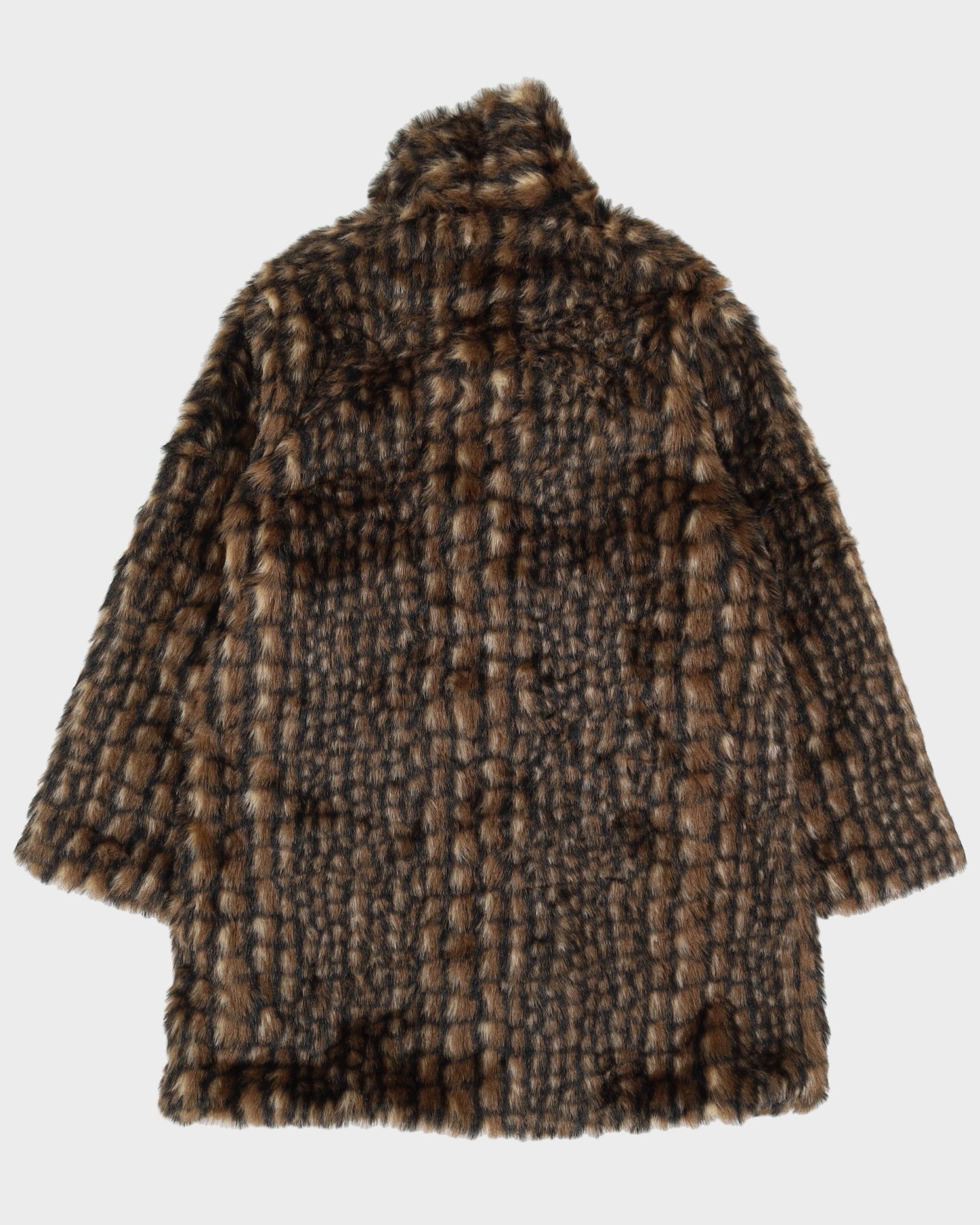 Vintage 1990s Patterned Faux Fur Jacket - S