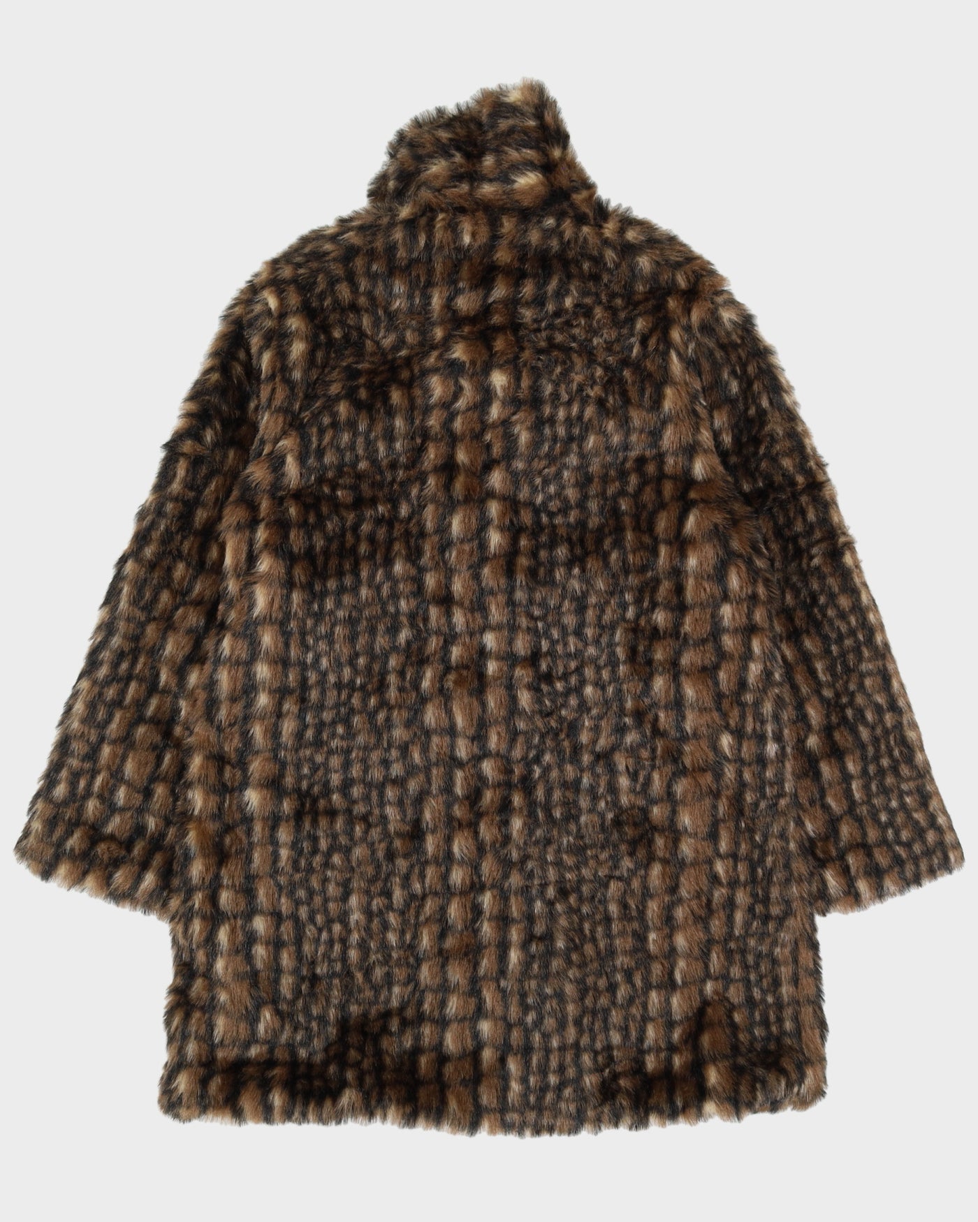 Vintage 1990s Patterned Faux Fur Jacket - S