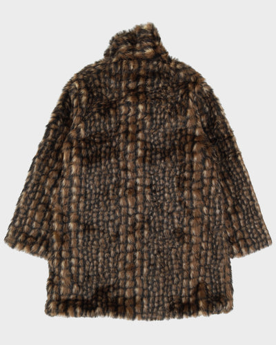 Vintage 1990s Patterned Faux Fur Jacket - S