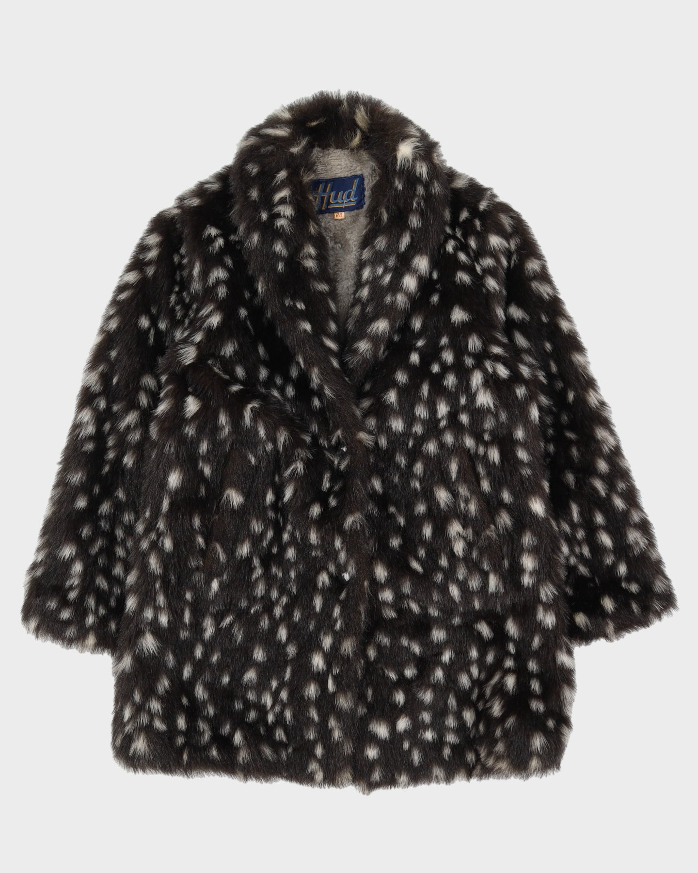 Vintage 1990s Patterned Faux Fur Jacket - S