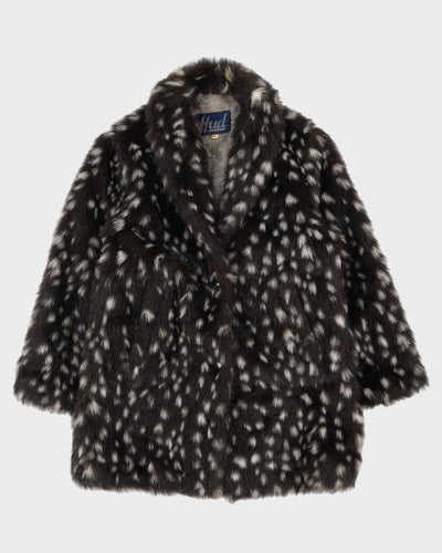 Vintage 1990s Patterned Faux Fur Jacket - S