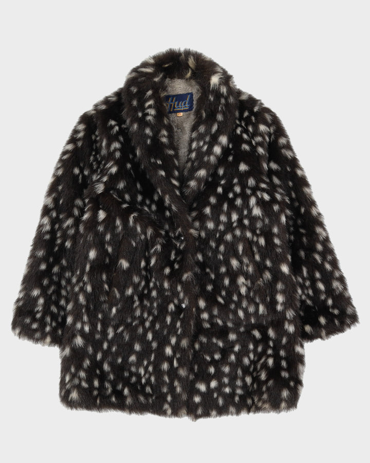 Vintage 1990s Patterned Faux Fur Jacket - S