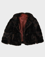 Vintage 1970s Brown Faux Fur Cape - S
