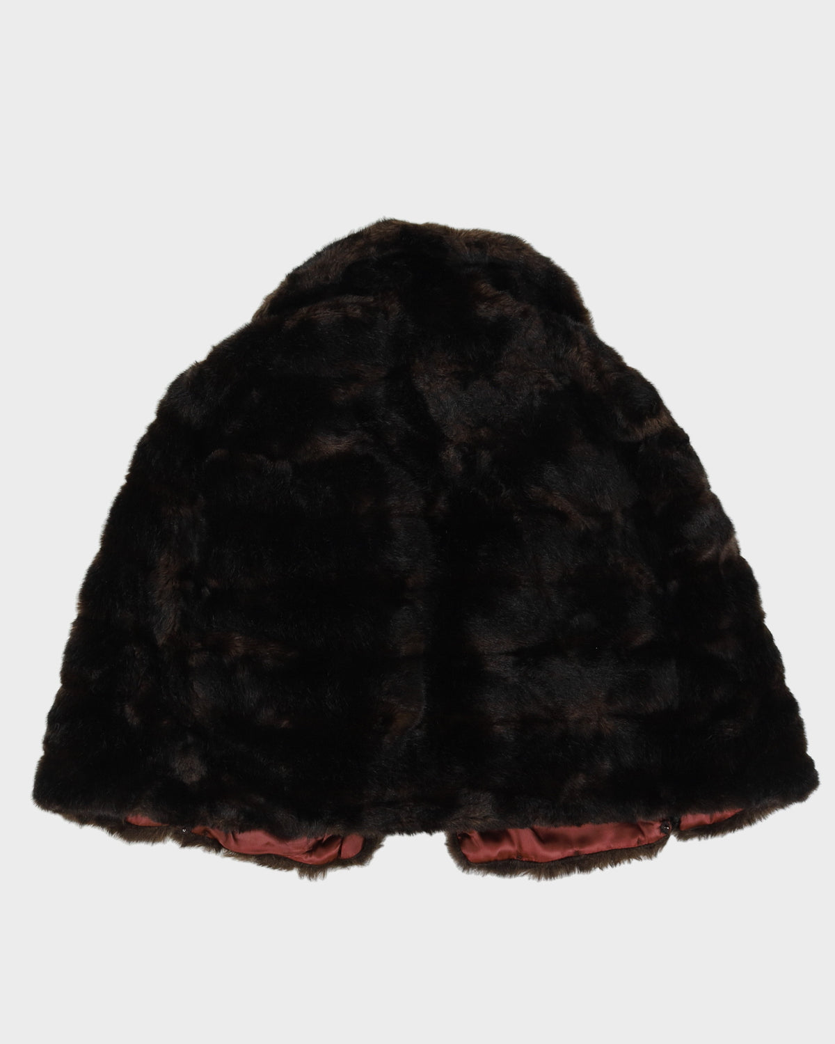 Vintage 1970s Brown Faux Fur Cape - S