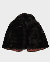 Vintage 1970s Brown Faux Fur Cape - S
