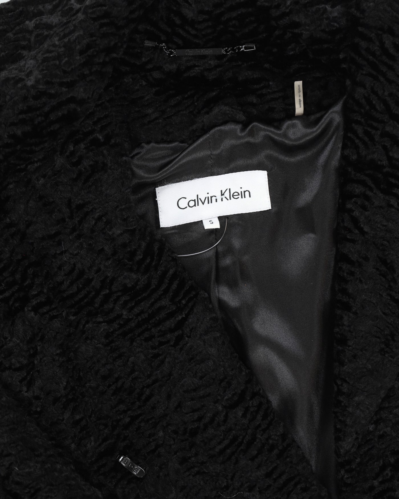 Calvin Klein Black Faux Fur Coat - S