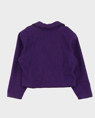 Purple Wool Cropped Jacket - L
