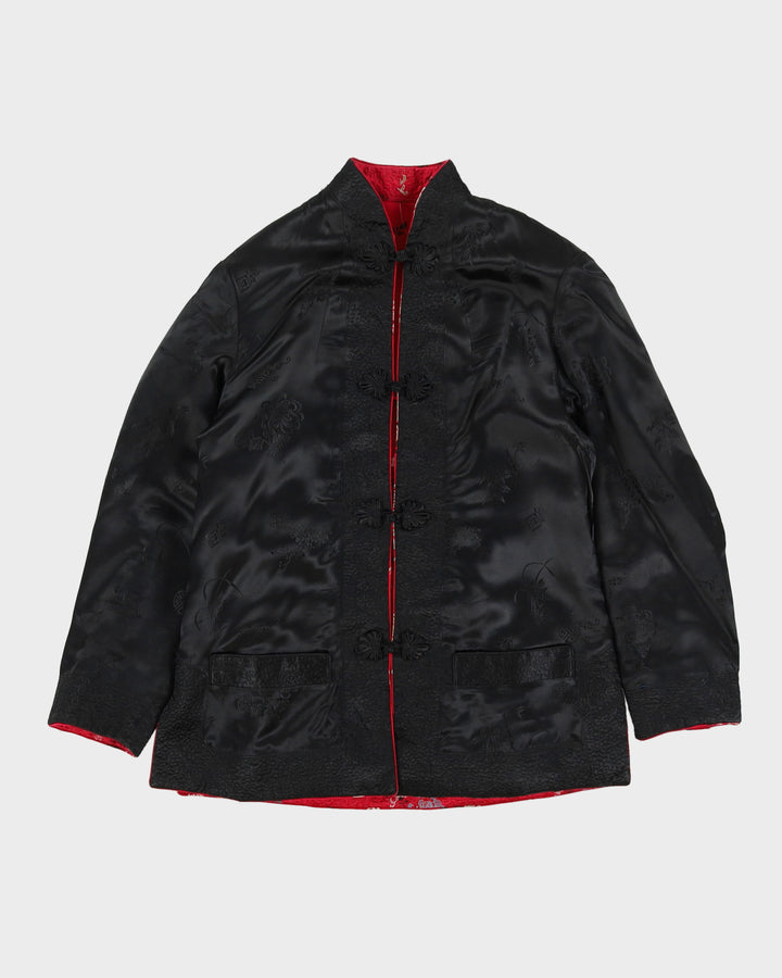 Reversible Black And Pink Brocade Cheongsam Jacket - S