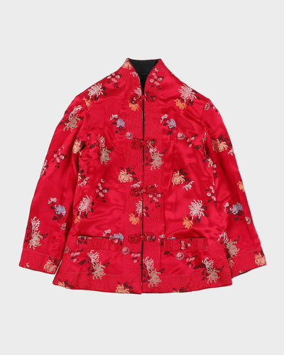 Reversible Black And Pink Brocade Cheongsam Jacket - S