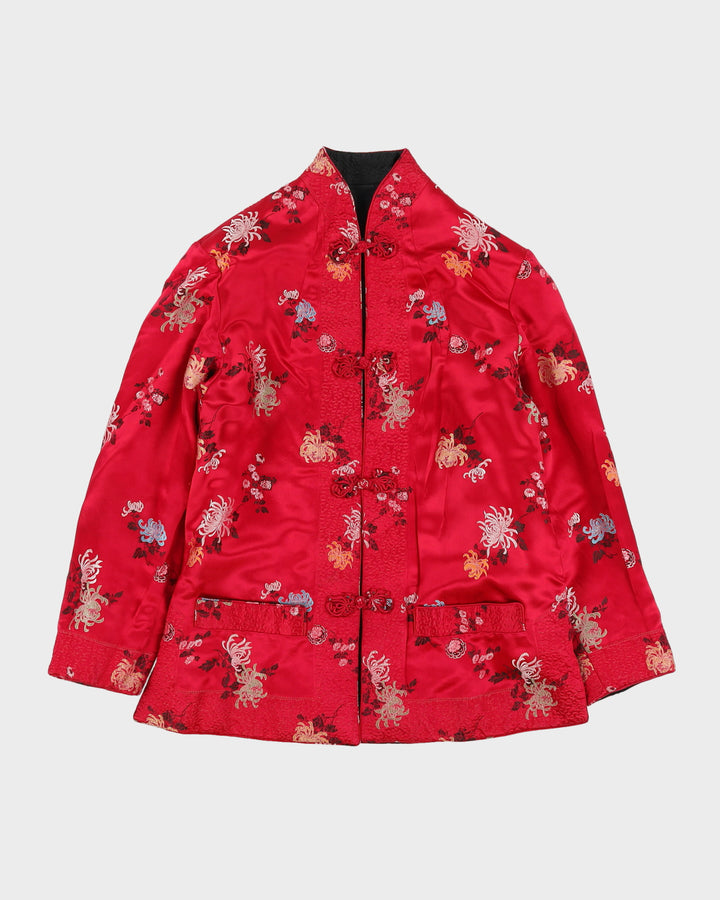 Reversible Black And Pink Brocade Cheongsam Jacket - S