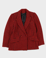 00s Red And Black Houndstooth Blazer - M