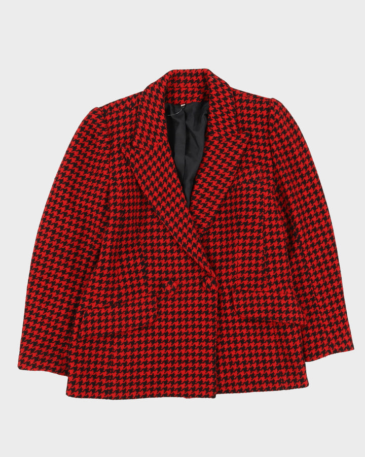 00s Red And Black Houndstooth Blazer - M