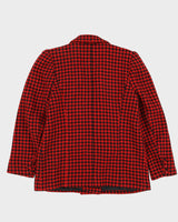 00s Red And Black Houndstooth Blazer - M