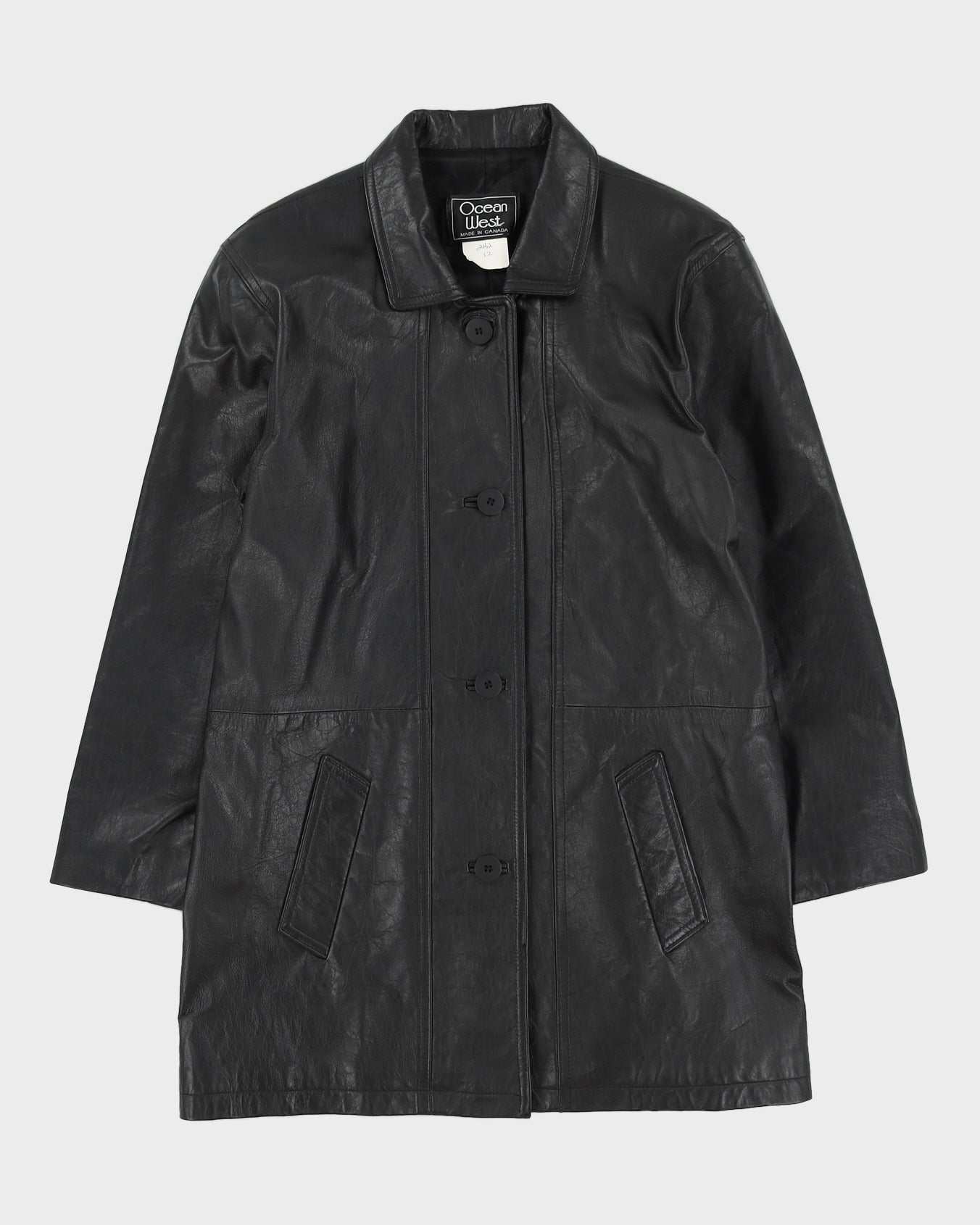 Ocean West Black Leather Jacket - L