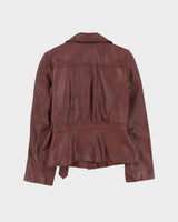 Vintage 70s Concept One Burgundy Fleece Lined Leather Jacket - M