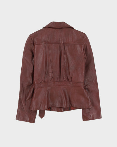 Vintage 70s Concept One Burgundy Fleece Lined Leather Jacket - M