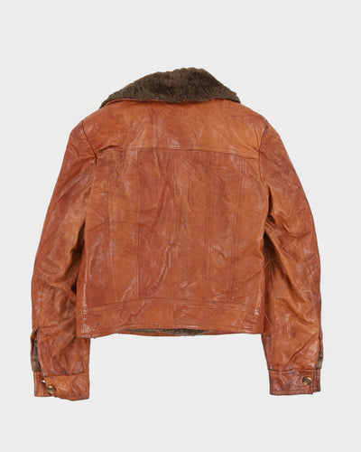 Vintage 70 Champs Elysee Brown Wool Leather Jacket - S
