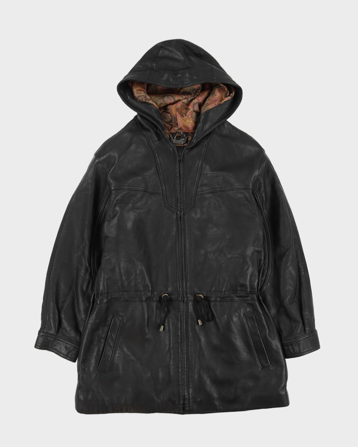 Danier Hooded Black Leather Jacket - M