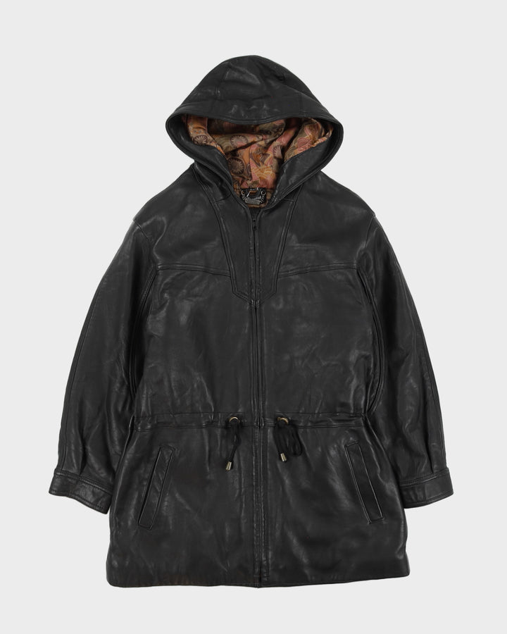 Danier Hooded Black Leather Jacket - M