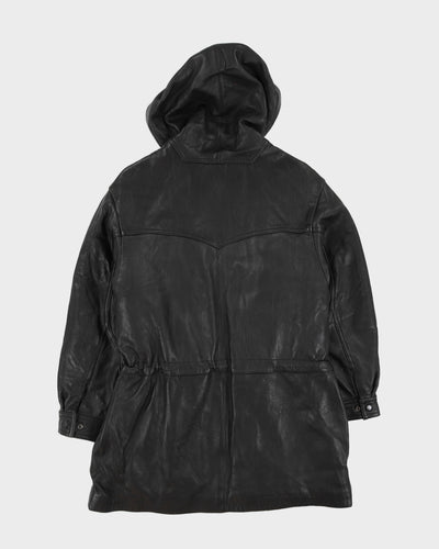 Danier Hooded Black Leather Jacket - M