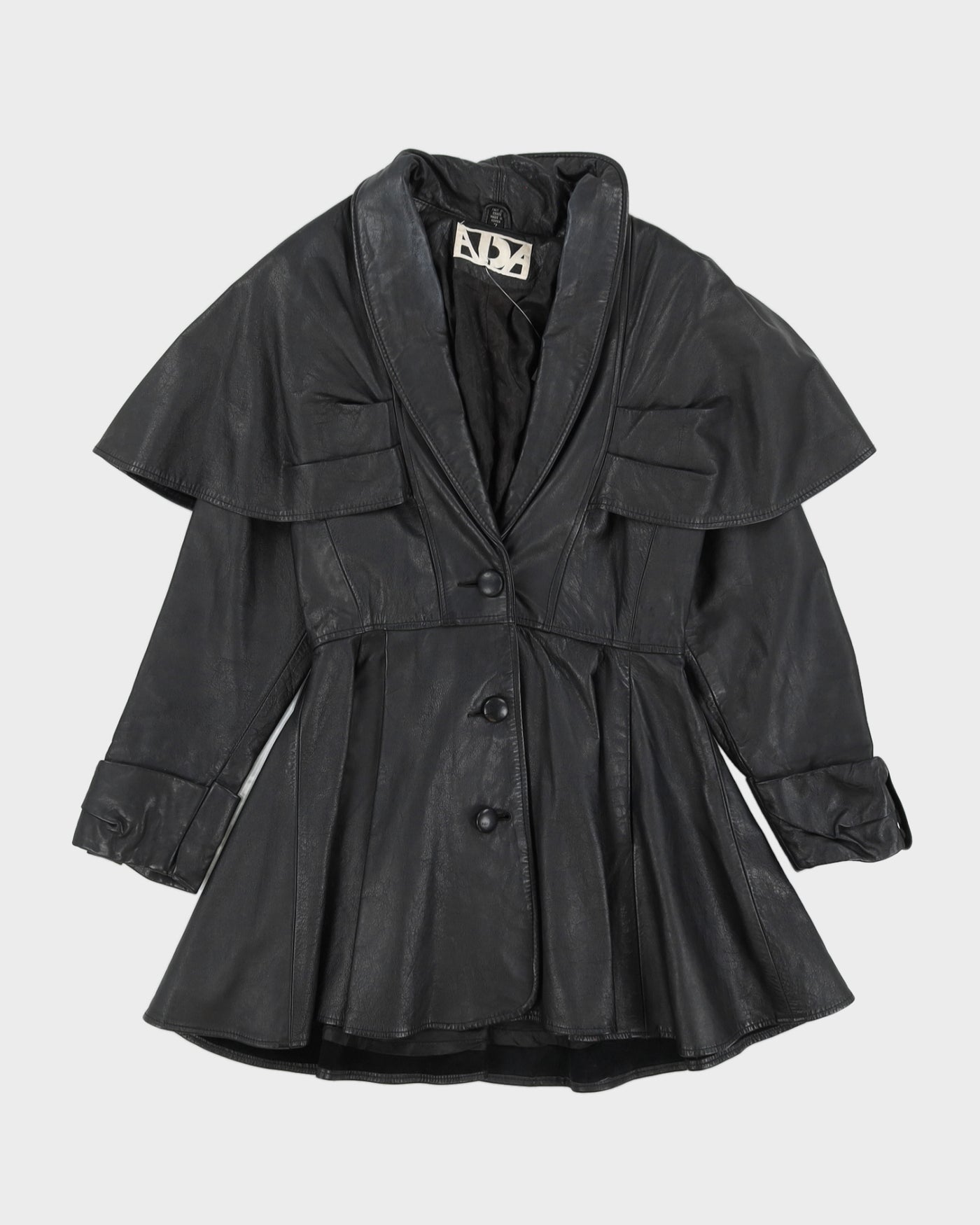 Vintage 90s ADA Black Leather Coat - S