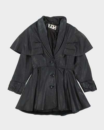 Vintage 90s ADA Black Leather Coat - S