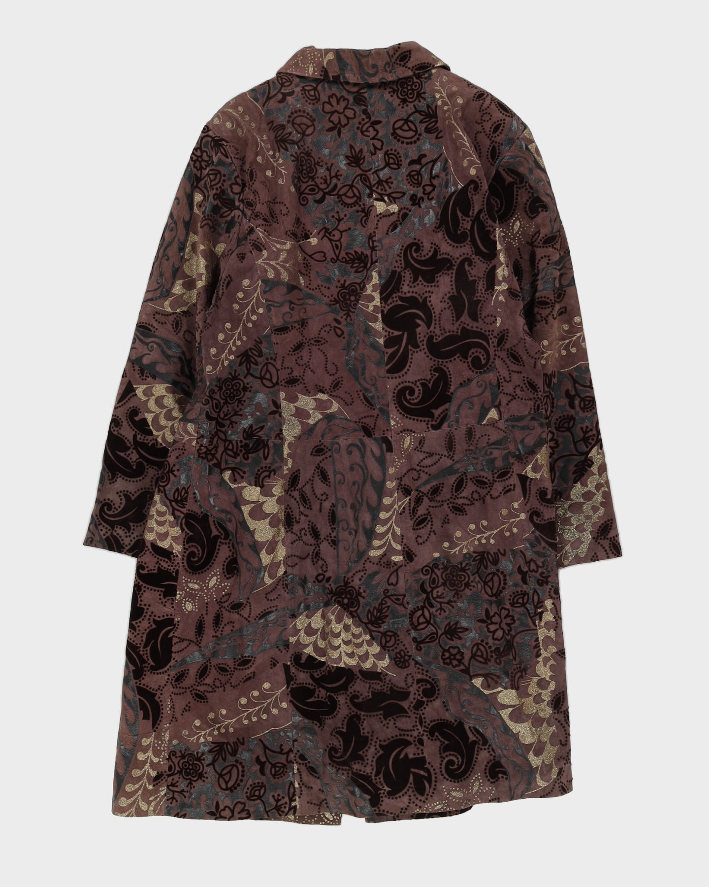Maroon Patterned Suede Coat - L