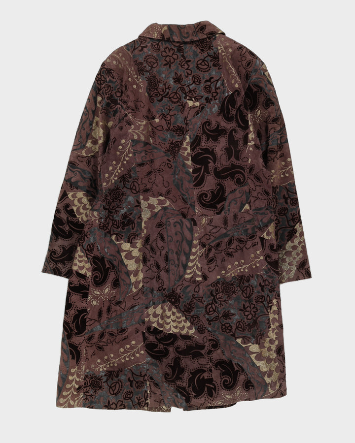 Maroon Patterned Suede Coat - L
