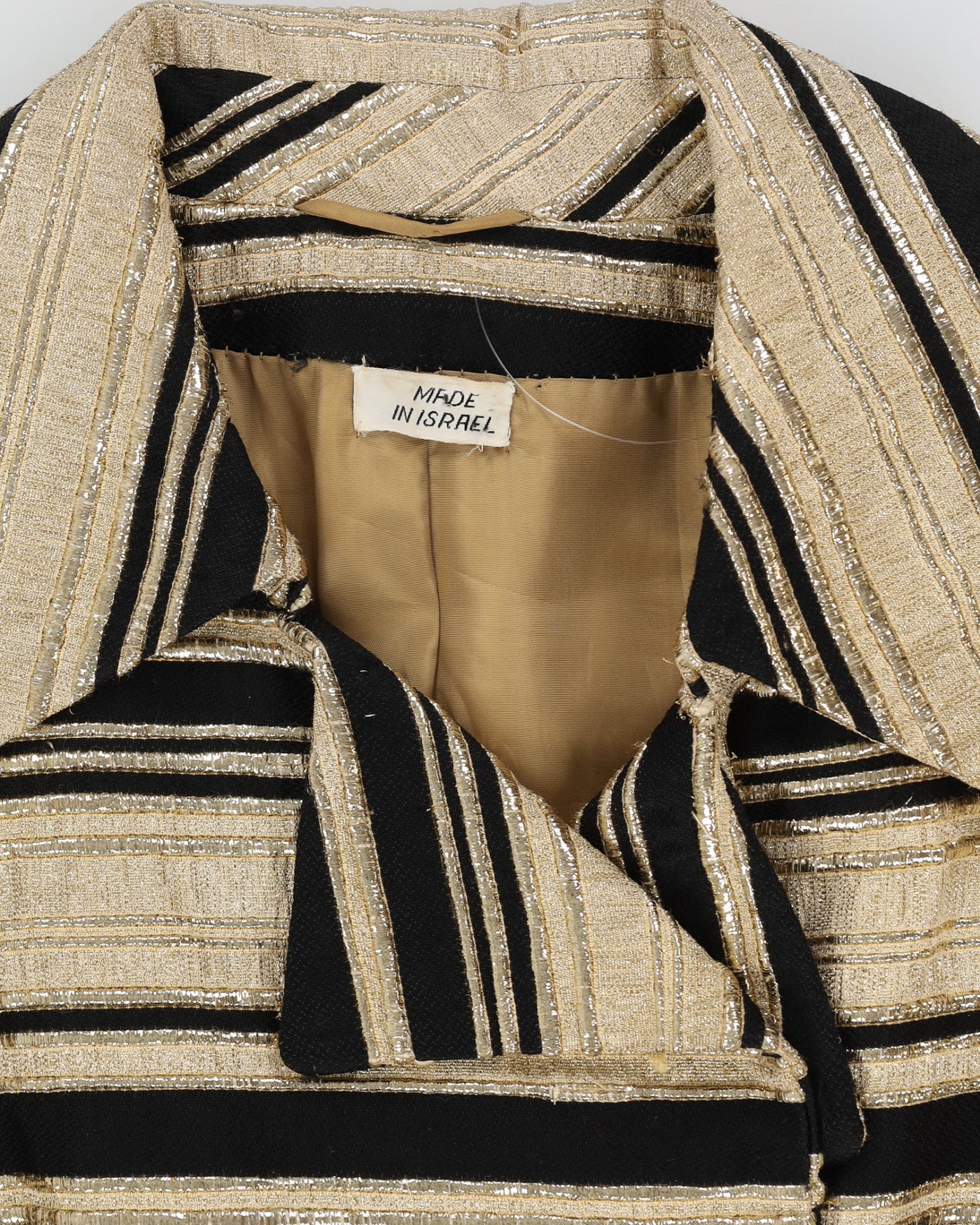 Vintage 1970s Black And Gold Coat - S